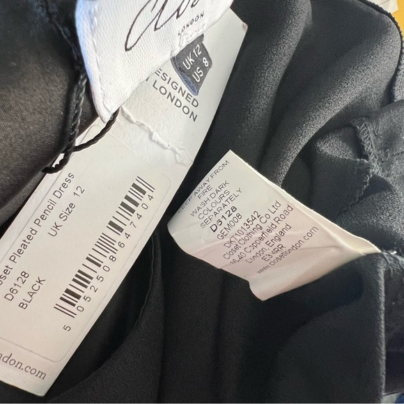 NWT Closet London Black Sleeveless Pencil Dress Pleated Ruched Midi Bodycon 8 - Picture 9 of 10